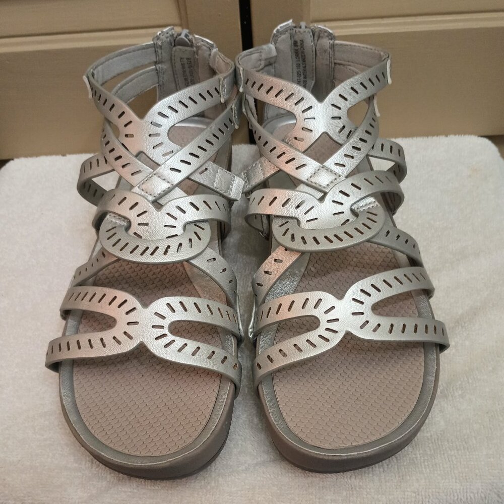 Baretraps LORRA Criss Cross Silver Gladiator Sandals Sz8